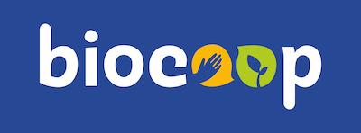 Logo biocoop quadri fond bleu